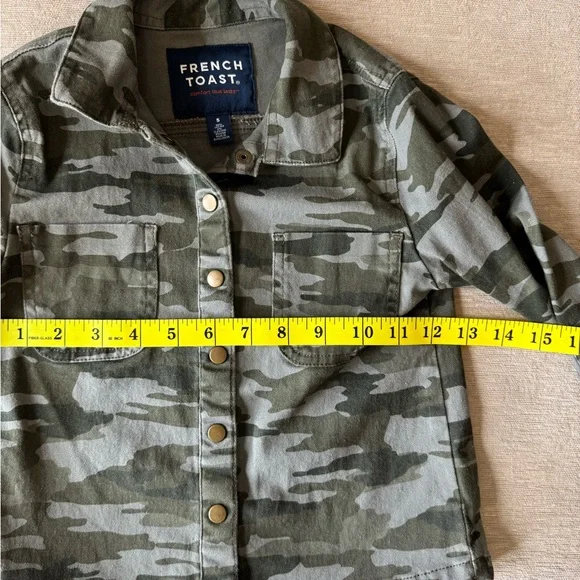 French Toast Kids Boys Camo Jacket Size 5 Army Green Button Military Style Coat - Picture 8 of 9